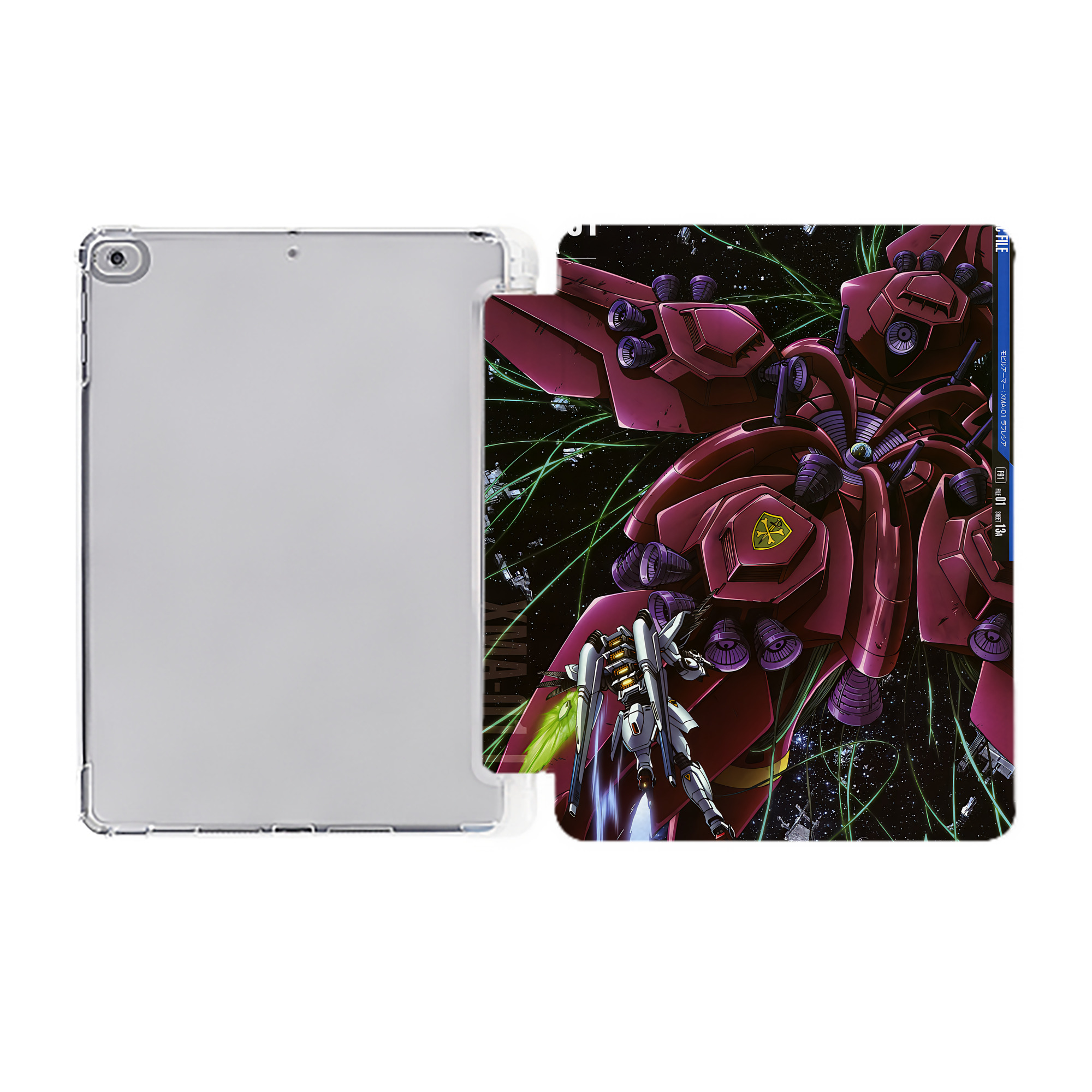 （画像用） 機動戦士ガンダム Mobile Suit Gundam IPad ケース ペン収納付き 三つ折りスタンド PUレザー×シリコン 対応機種9.5/10.5/10.9インチ